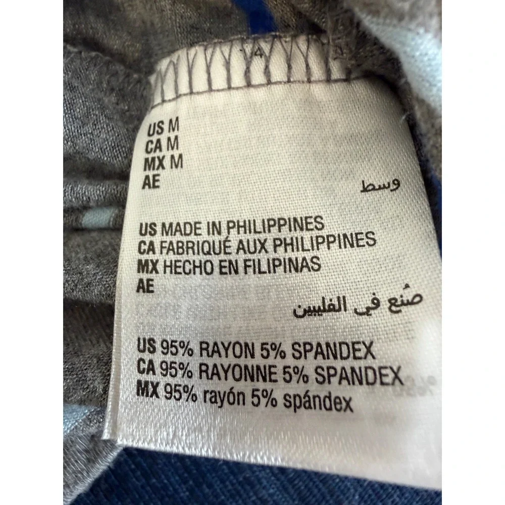Alfani Intimates Pajama Set Medium Blue Grey Striped Long Sleeve Joggers Lounge